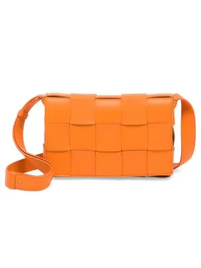 Shop Bottega Veneta Women's Small Cassette Leather Crossbody Bag In Orange