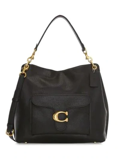 Shop Coach Tabby Leather Hobo Bag In Brass Black