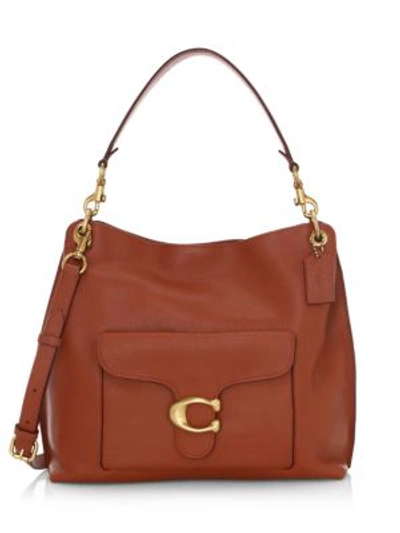 Shop Coach Tabby Leather Hobo Bag In Brass Brown