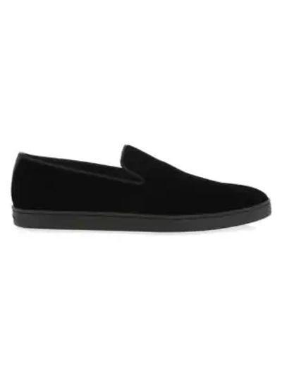 Shop Santoni Atlantis Muad Velvet Loafers In Black Velvet