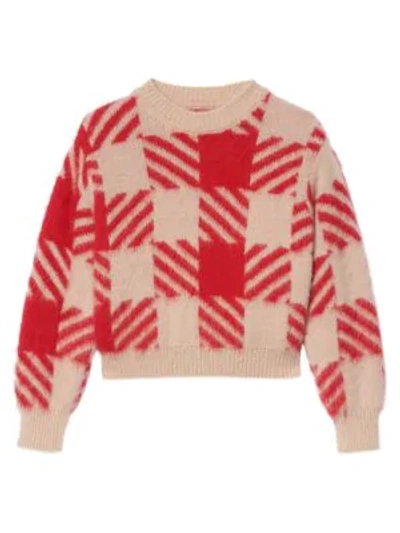 Shop Sandro Ginn Check Sweater In Red Beige