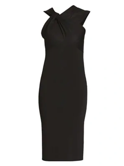 Shop Victoria Beckham Knotted Drape Sheath Dress In Black