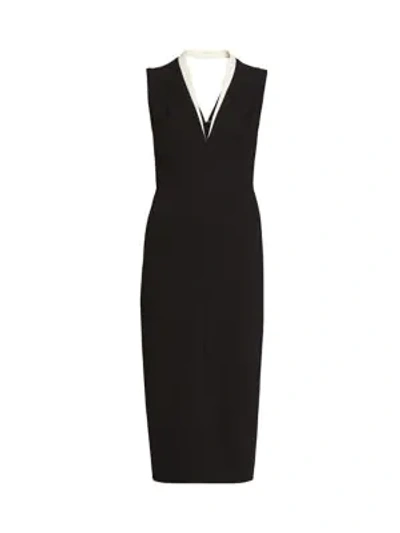 Shop Victoria Beckham Tux Sleeveless Crepe Fitted Dress In Black