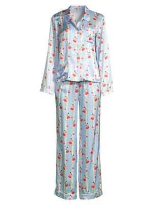 Morgan Lane Ruthie Chantal 2-piece Floral Stripe Pajama Set In Cashmere ...