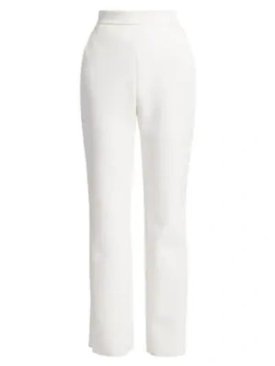 Shop Msgm Rhinestone Crepe Pants In Off White