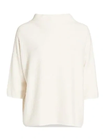 Shop Max Mara Vodka Textured Mockneck Sweater In Ivory