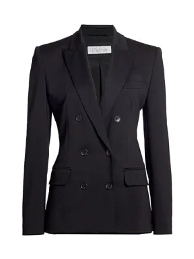 Shop Max Mara Mina Double Breasted Jersey Blazer In Black