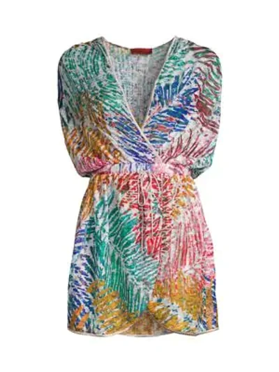 Shop Missoni Palm Print Hooded Faux-wrap Cover-up In Multi