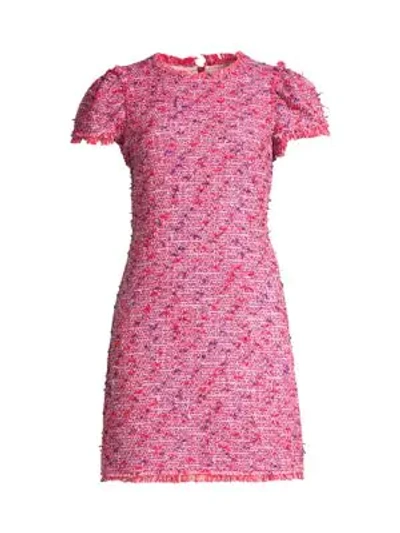 Shop Kate Spade Puff Sleeve Tweed Sheath Dress In Berry Blitz