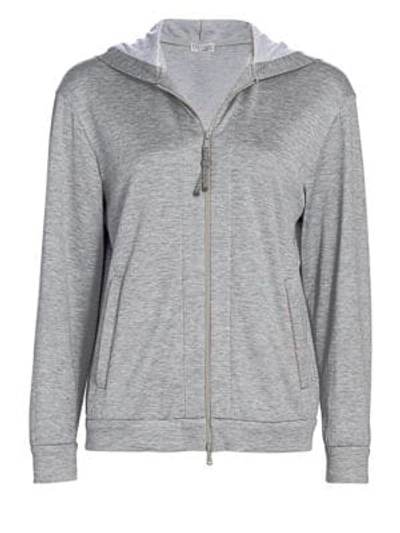 Shop Brunello Cucinelli Silk-blend Jersey Track Jacket In Grey