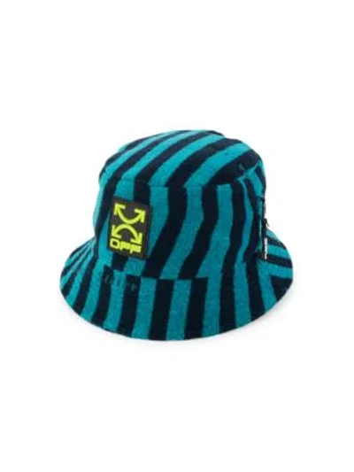 Shop Off-white Arrow Towel Stripe Bucket Hat In Petrol Blue