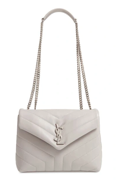 Shop Saint Laurent Small Loulou Matelasse Leather Shoulder Bag In Granite