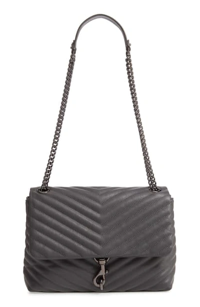 Shop Rebecca Minkoff Edie Flap Quilted Leather Shoulder Bag In Deep Slate