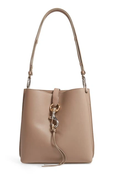 Shop Rebecca Minkoff Megan Leather Shoulder Bag In Sandrift