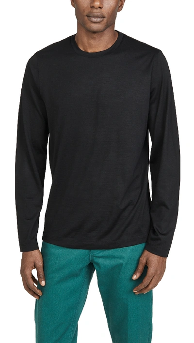 Shop Theory Finch Active Wool Long Sleeve Tee In Black