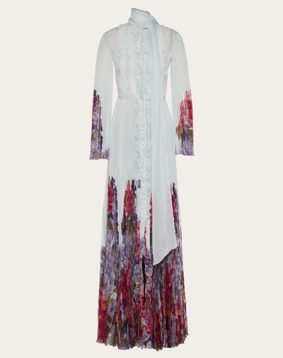 Shop Valentino Printed Chiffon Evening Dress In Ivory