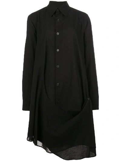 Shop Y's Chiffon-panelled Longline Shirt In Black