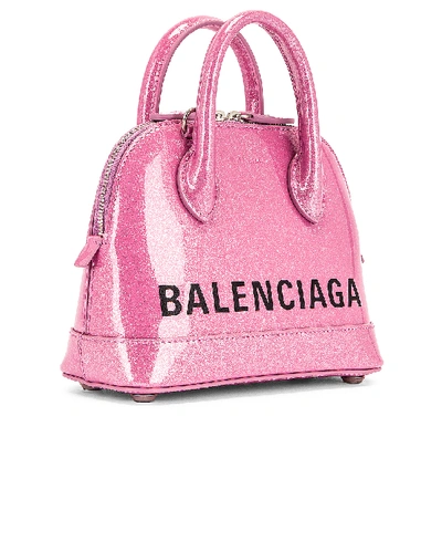 Balenciaga: Pink XXS Glitter Ville Top Handle Bag, SSENSE