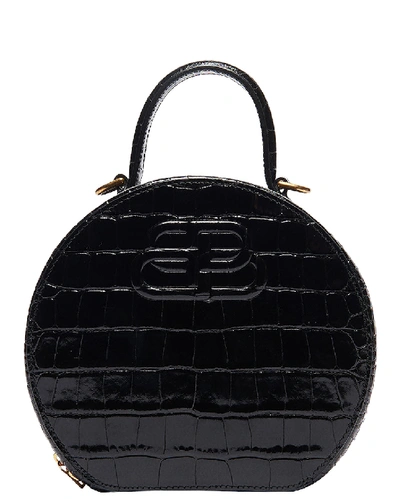 Shop Balenciaga Xs Embossed Croc Vanity Round Bag In Black