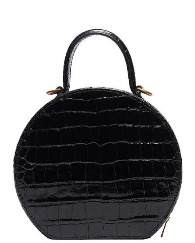 Shop Balenciaga Xs Embossed Croc Vanity Round Bag In Black