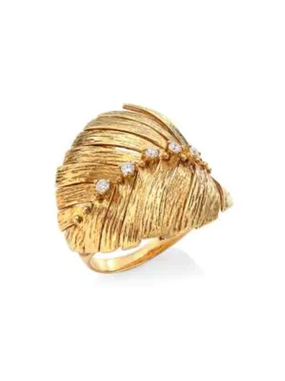 Shop Hueb Bahia 18k Gold & Diamond Leaf Ring