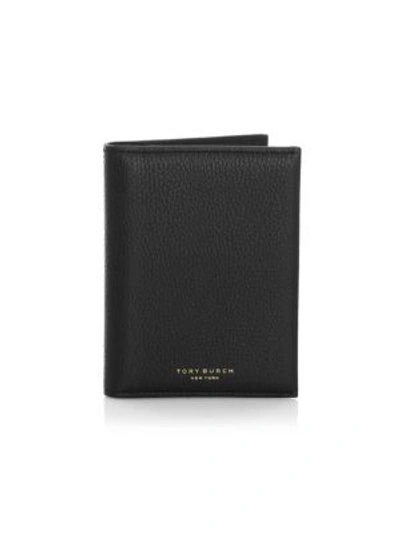Shop Tory Burch Perry Leather Passport Case In Black