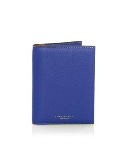 Shop Tory Burch Perry Leather Passport Case In Blue