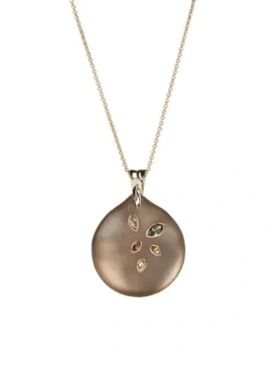 Shop Alexis Bittar 10k Goldplated, Lucite & Crystal-studded Large Disc Pendant Necklace In Chocolate