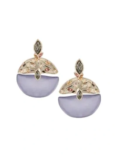 Shop Alexis Bittar Crumpled 10k Goldplated, Lucite & Crystal Studded Drop Clip-on Earrings In Wisteria