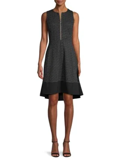 Shop Dkny Textured High-low A-line Dress In Black