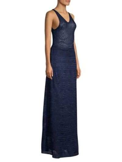 Shop M Missoni Lurex Sleeveless Gown In Blue
