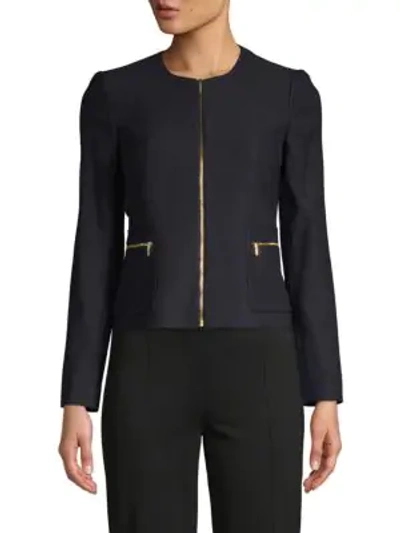 Shop Calvin Klein Stretch Full-zip Jacket In Navy