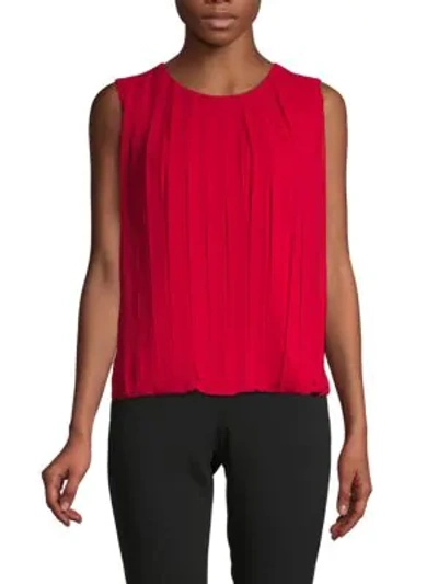 Shop Calvin Klein Sleeveless Bubble-front Blouse In Red