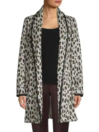 Shop Calvin Klein Leopard-print Open-front Cardigan In Brown Leopard