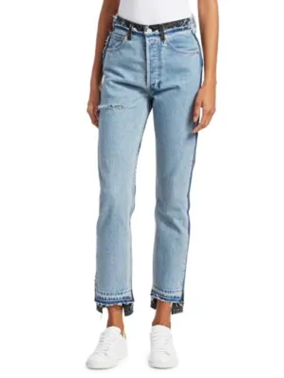 Shop Vetements X Levis Reworked Skinny Crop Jeans In Light Blue Black