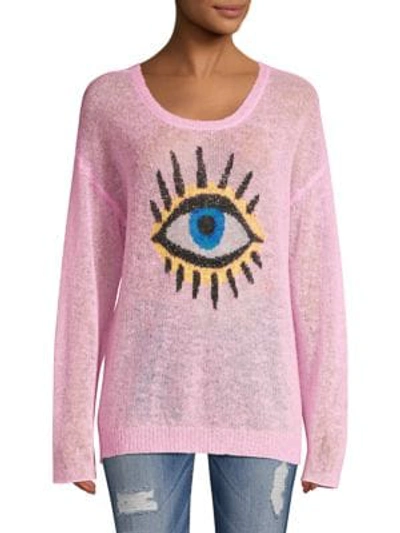 Shop Wildfox Eye See You Genesis Alpaca-blend Sweater In Crepe