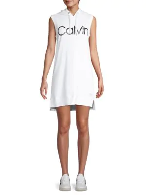 calvin klein performance logo hoodie dress