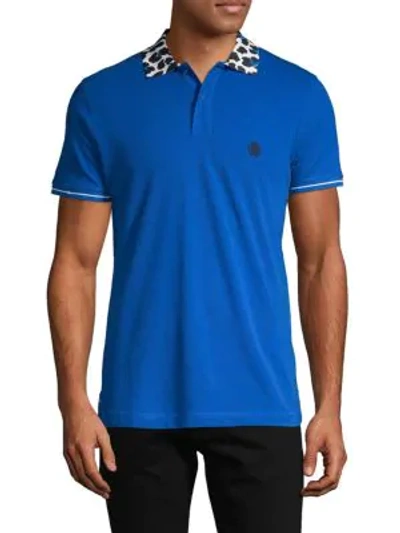 Shop Roberto Cavalli Short-sleeve Cotton Polo In Blue
