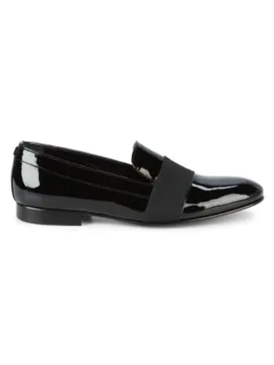Shop Roberto Cavalli Firenze Patent Leather Smoking Slippers In Black