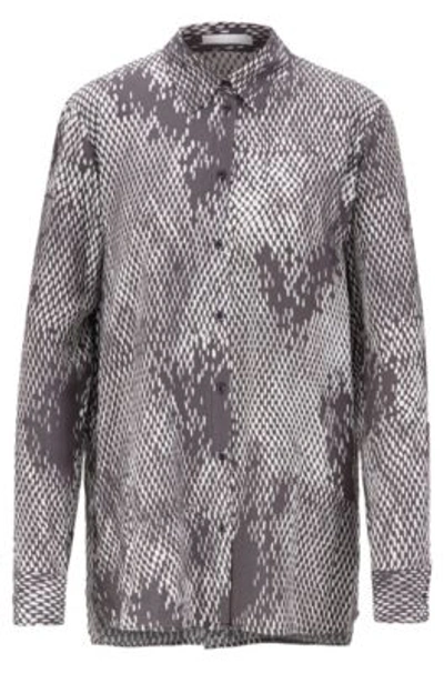 Shop Hugo Boss - Regular Fit Blouse With Exclusive Snake Print - Patterned