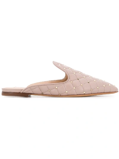 Shop Valentino Leather Slippers In Pink