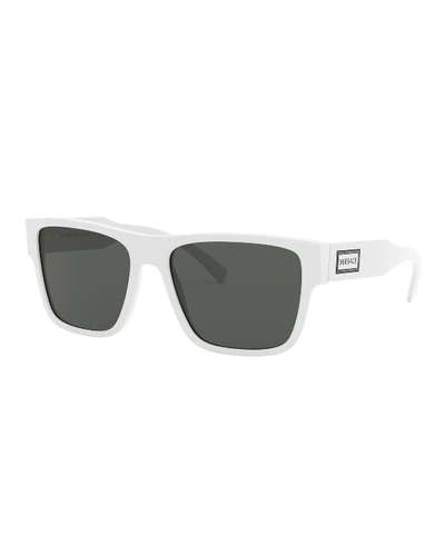Shop Versace Rectangle Acetate Sunglasses In White