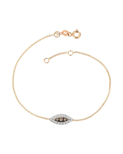 Shop Kismet By Milka Eye Haven 14k Rose Gold Bracelet In Full White/champagne Diamonds