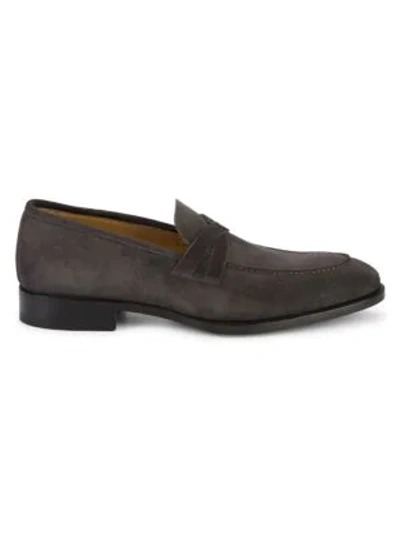Shop Di Bianco Slip-on Suede Penny Loafers In Velour