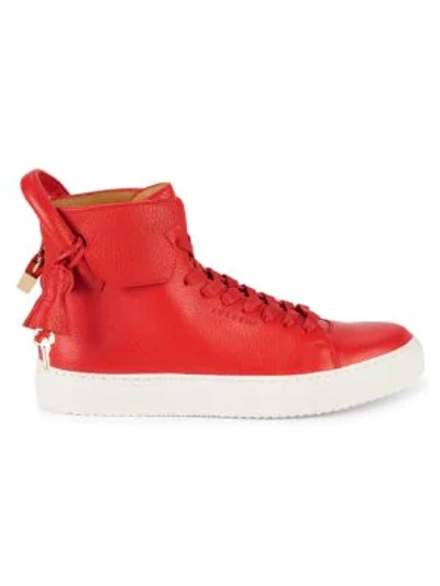 Shop Buscemi Pebbled-leather Platform High-top Sneakers In Red White