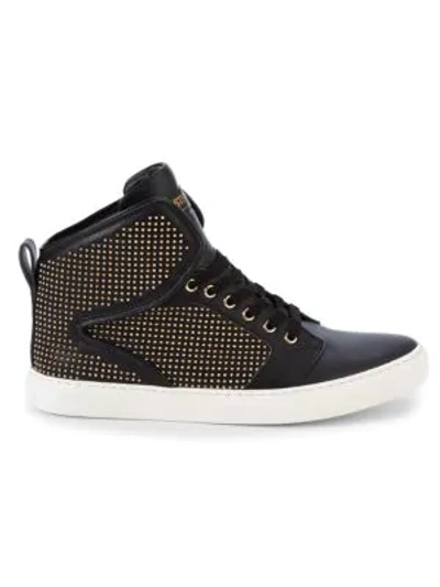 Shop Steve Madden P-stone Leather High-top Sneakers In Black