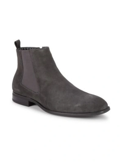 Shop Karl Lagerfeld Side-zip Suede Chelsea Boots In Grey