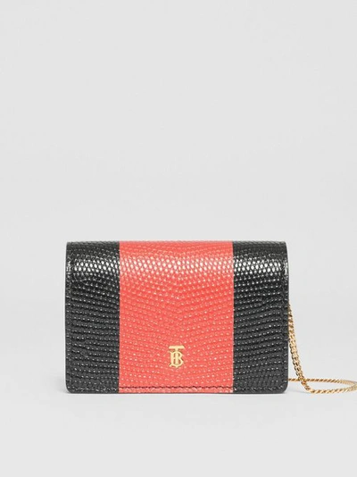 Shop Burberry Embossed Leather Card Case With Detachable Strap In Black