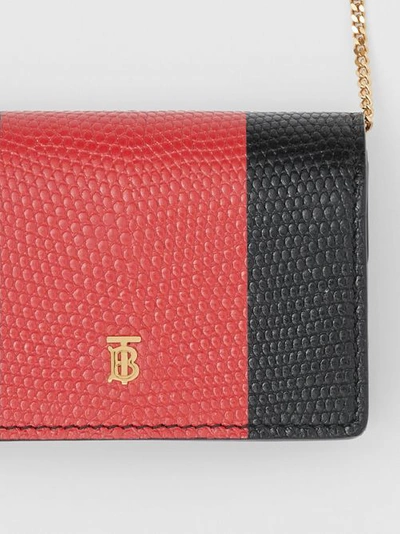 Shop Burberry Embossed Leather Card Case With Detachable Strap In Black