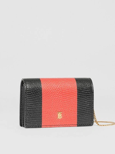Shop Burberry Embossed Leather Card Case With Detachable Strap In Black
